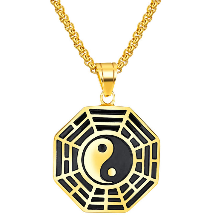 Collier pendentif d'équilibre en acier titane avec Buddha Stones et motif Bagua Yin Yang - image 6