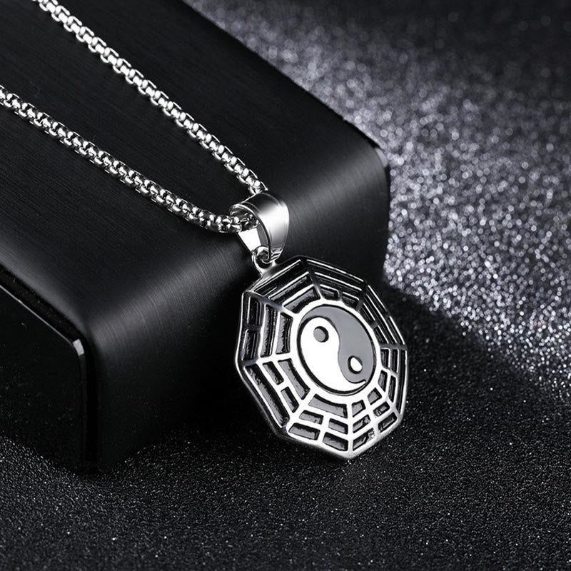 Collier pendentif d'équilibre en acier titane avec Buddha Stones et motif Bagua Yin Yang - image 12