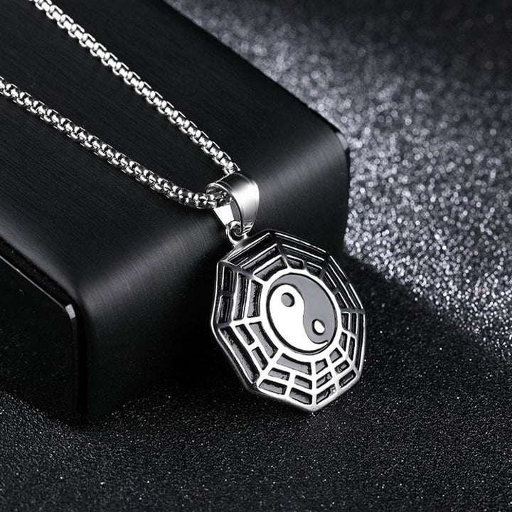 Collier pendentif d'équilibre en acier titane avec Buddha Stones et motif Bagua Yin Yang - image 12