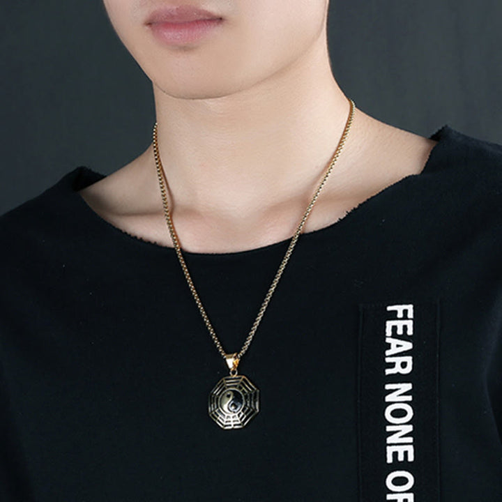 Collier pendentif d'équilibre en acier titane avec Buddha Stones et motif Bagua Yin Yang - image 5