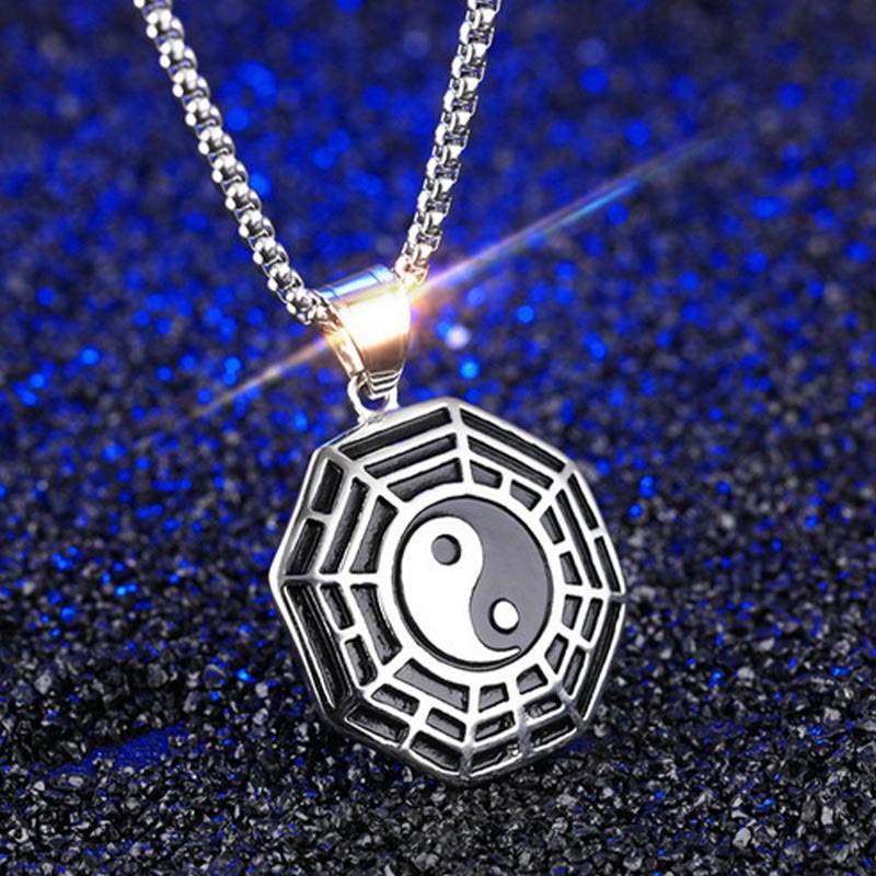 Collier pendentif d'équilibre en acier titane avec Buddha Stones et motif Bagua Yin Yang - image 11
