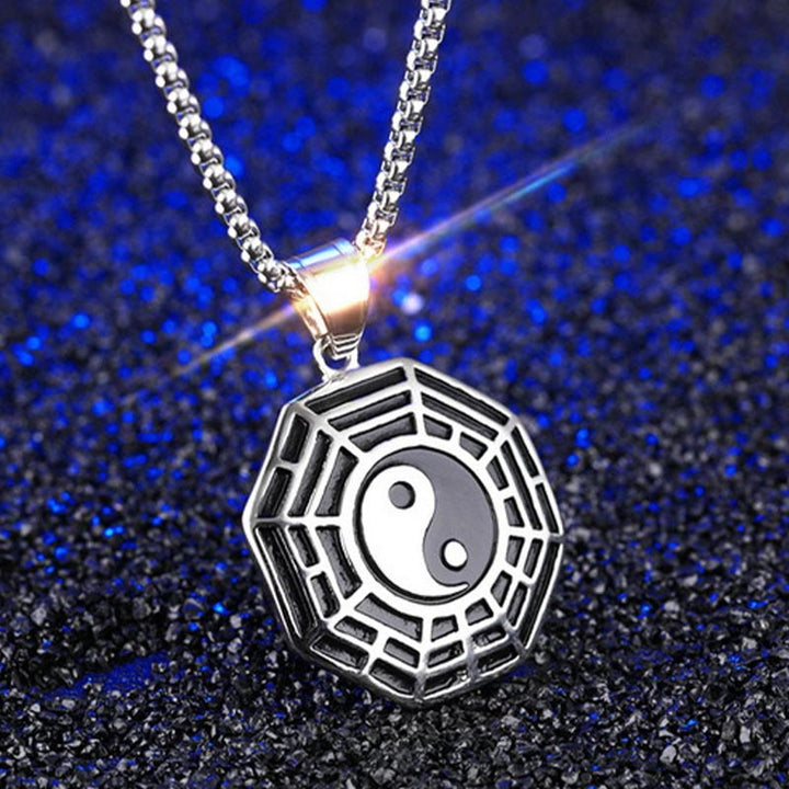 Collier pendentif d'équilibre en acier titane avec Buddha Stones et motif Bagua Yin Yang - image 11