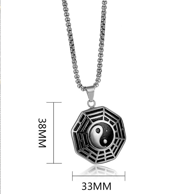 Collier pendentif d'équilibre en acier titane avec Buddha Stones et motif Bagua Yin Yang - image 18