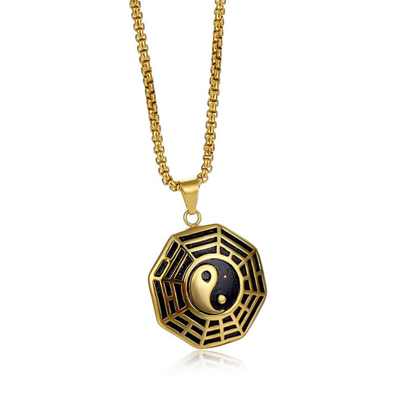 Collier pendentif d'équilibre en acier titane avec Buddha Stones et motif Bagua Yin Yang - image 4