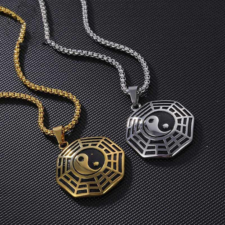 Collier pendentif d'équilibre en acier titane avec Buddha Stones et motif Bagua Yin Yang - image 20
