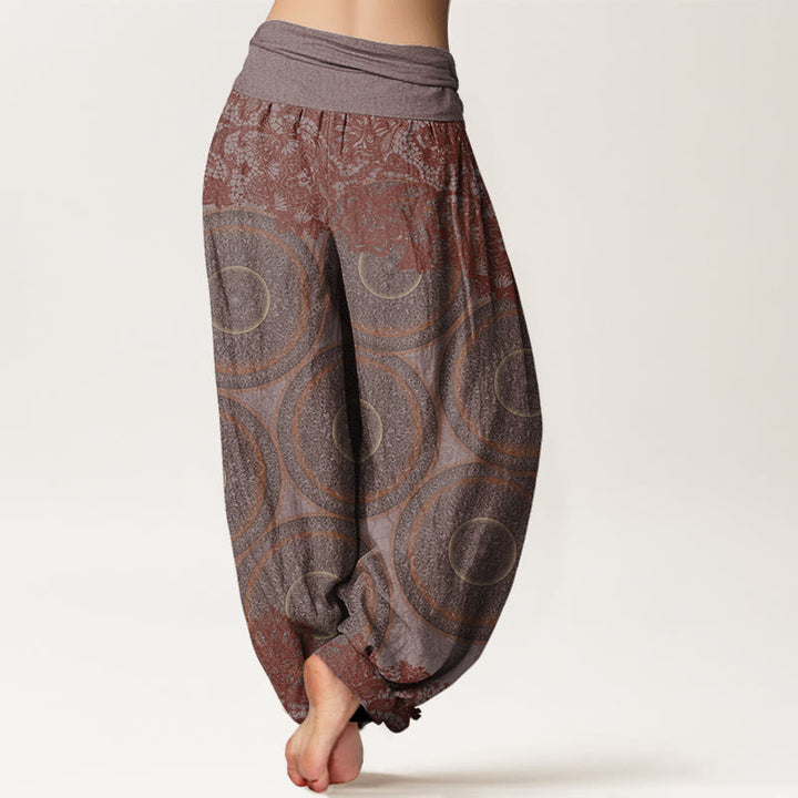 Pantalon sarouel taille élastique pour femme avec motif de boussole et de fleurs décontractées avec Buddha Stones - image 7