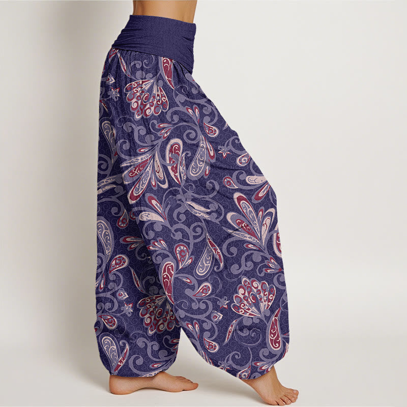 Pantalon harem à taille élastique pour femme, en coton décontracté avec motif de pétales de fleurs et Buddha Stones - image 8