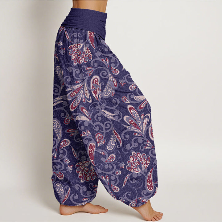 Pantalon harem à taille élastique pour femme, en coton décontracté avec motif de pétales de fleurs et Buddha Stones - image 8