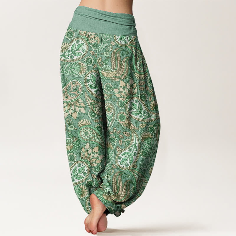 Pantalon Buddha Stones à taille élastique pour femme avec motif de fleurs de cajou, de paon et de tournesol - image 6