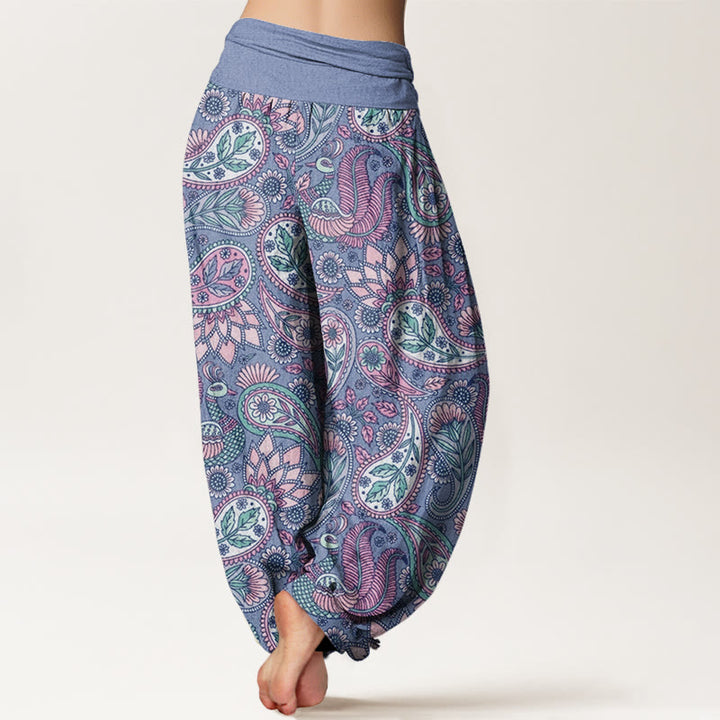 Pantalon Buddha Stones à taille élastique pour femme avec motif de fleurs de cajou, de paon et de tournesol - image 9