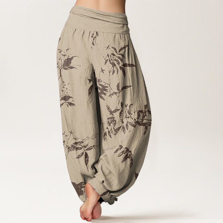 Pantalon sarouel à taille élastique pour femme avec motif de branches de Buddha Stones - image 3