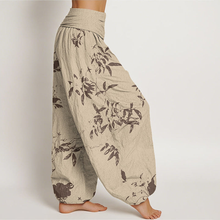 Pantalon sarouel à taille élastique pour femme avec motif de branches de Buddha Stones - image 1
