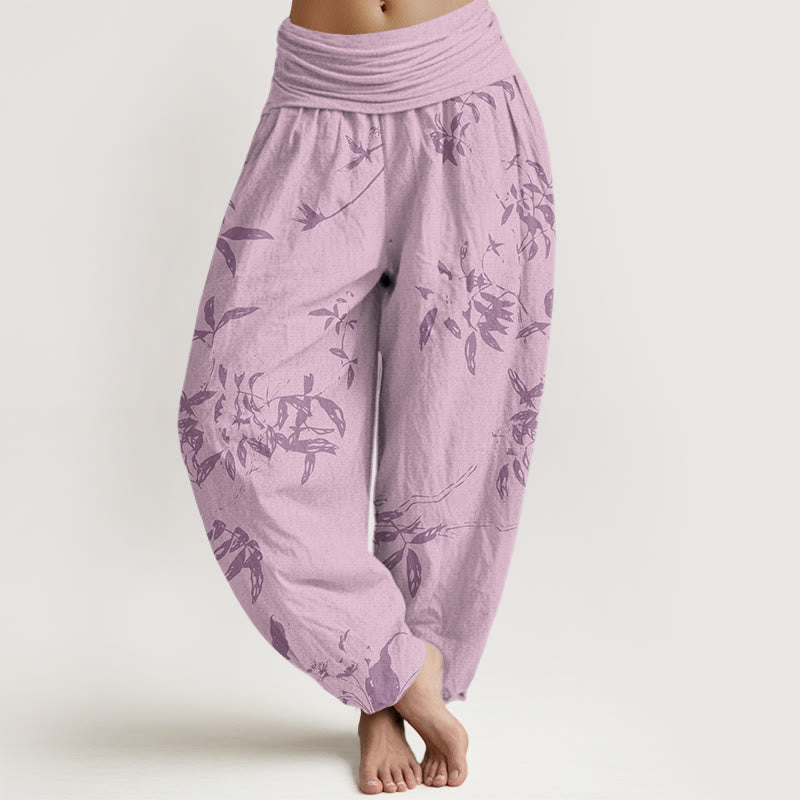 Pantalon sarouel à taille élastique pour femme avec motif de branches de Buddha Stones - Rose - US22，UK/AU26，EU54 (6XL) - image 8