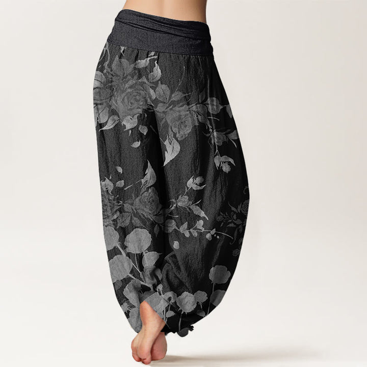 Pantalon sarouel à taille élastique pour femme avec motif de fleurs en bourgeons et Buddha Stones - image 2