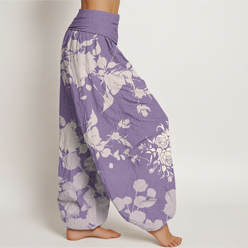 Pantalon sarouel à taille élastique pour femme avec motif de fleurs en bourgeons et Buddha Stones - image 9