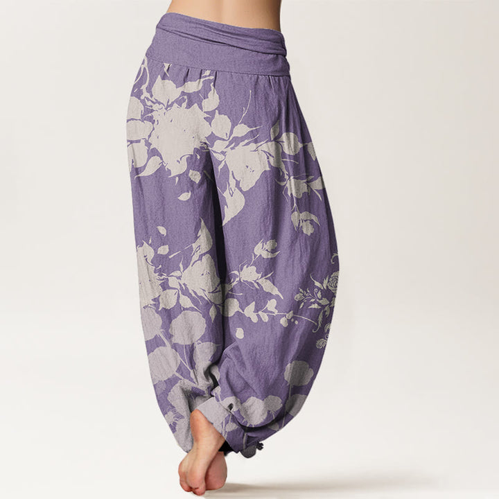 Pantalon sarouel à taille élastique pour femme avec motif de fleurs en bourgeons et Buddha Stones - image 10