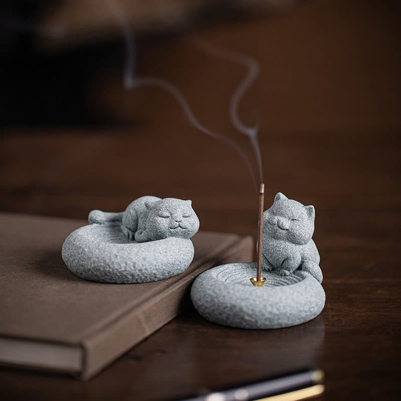 Brûleur Buddha Stones, décoration de bureau - Chat debout 7,6*6,5*5,3 cm - image 1