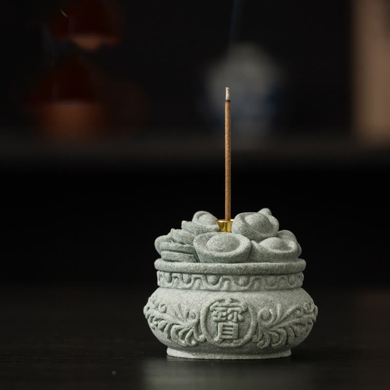 Buddha Stones Caractère chinois Fu Lingots Brûleur d'encens de guérison Décoration de bureau