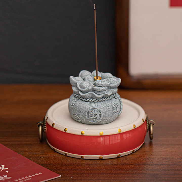 Buddha Stones Caractère chinois Fu Lingots Brûleur d'encens de guérison Décoration de bureau
