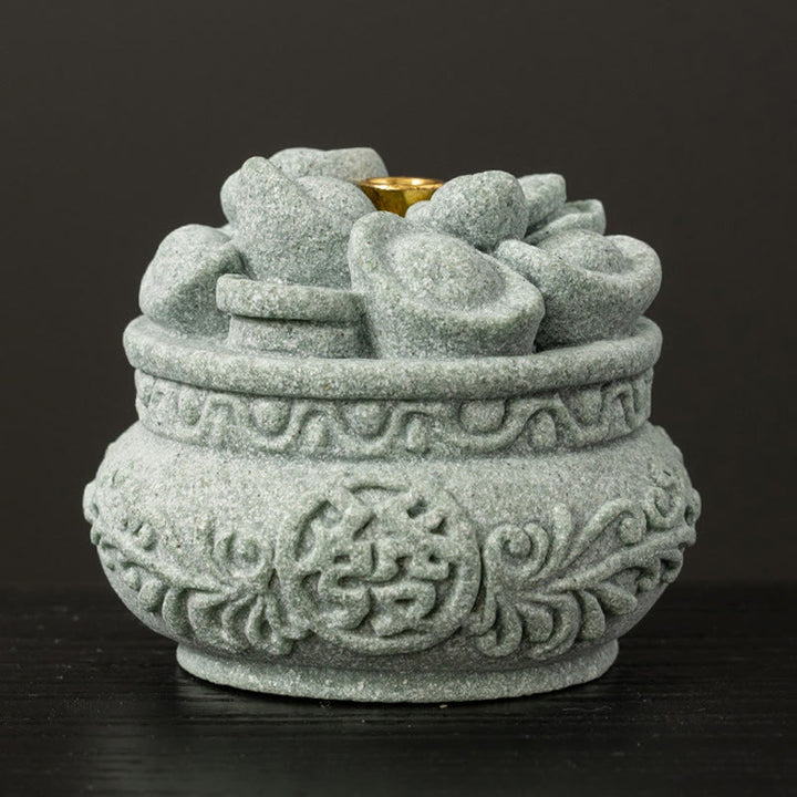Buddha Stones Caractère chinois Fu Lingots Brûleur d'encens de guérison Décoration de bureau