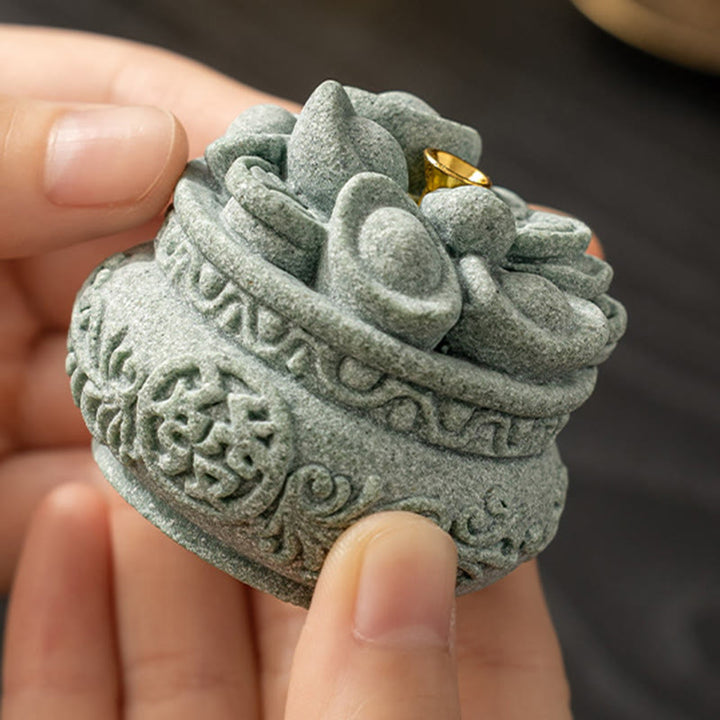 Buddha Stones Caractère chinois Fu Lingots Brûleur d'encens de guérison Décoration de bureau