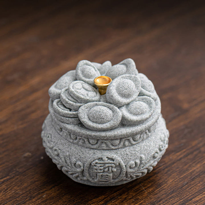 Buddha Stones Caractère chinois Fu Lingots Brûleur d'encens de guérison Décoration de bureau