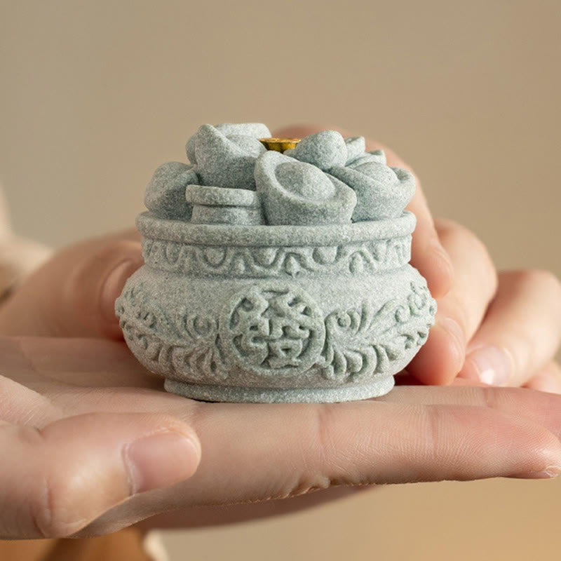 Buddha Stones Caractère chinois Fu Lingots Brûleur d'encens de guérison Décoration de bureau