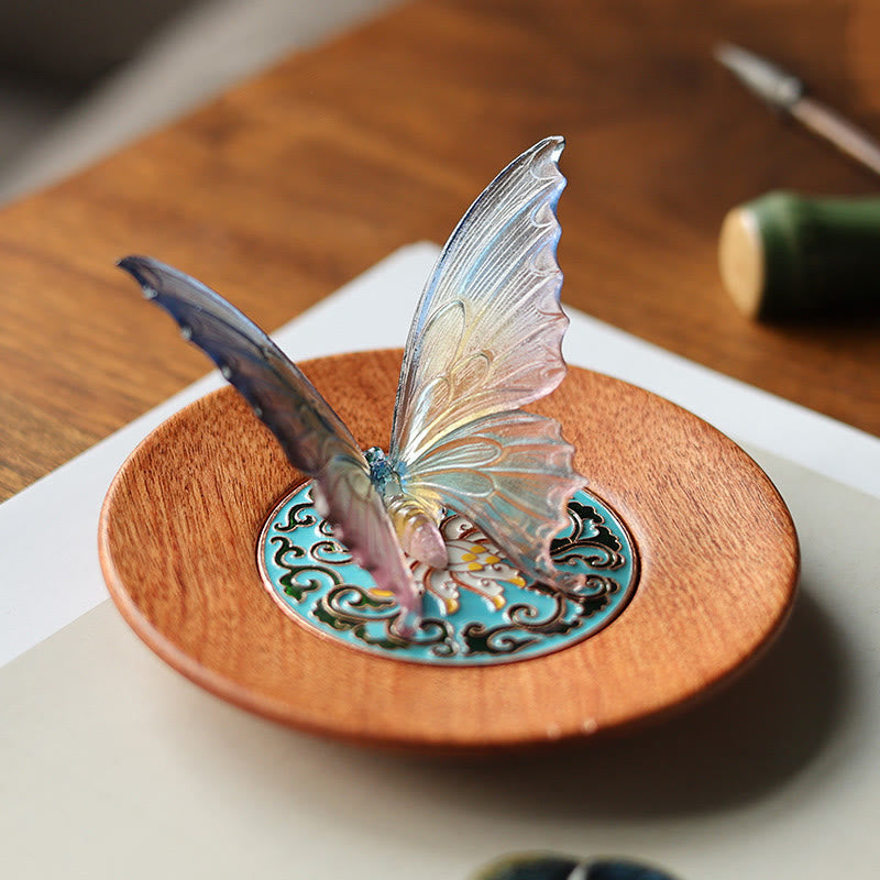 Brûleur d'encens de guérison papillon en Buddha Stones Décoration de bureau