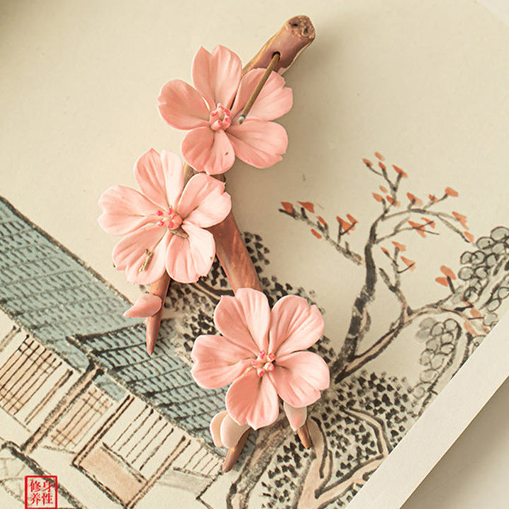 Buddha Stones Branches de fleurs de prunier en fleurs Brûleur d'encens de guérison en céramique Décoration de bureau