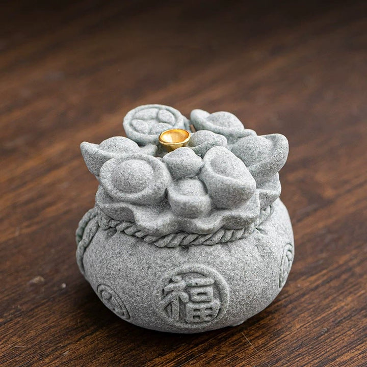 Buddha Stones Caractère chinois Fu Lingots Brûleur d'encens de guérison Décoration de bureau