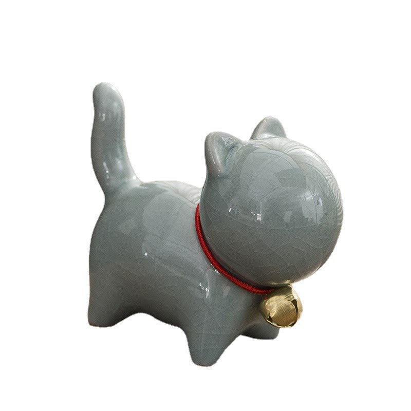 Figurine de bureau en céramique en forme de Buddha Stones porte-bonheur en forme de chat - image 17