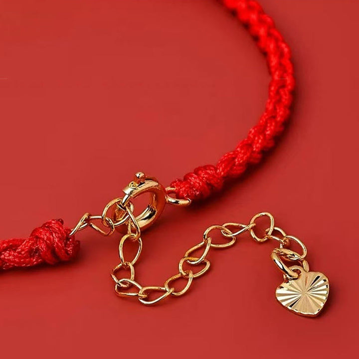 Bracelet de connexion à cinq voies avec le dieu de la richesse en argent sterling 925 et cordon rouge Buddha Stones
