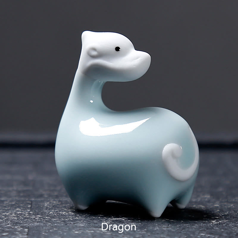 Buddha Stones Zodiaque chinois Thé en céramique pour animaux de compagnie Décoration de la maison - Dragon blanc 6,6*6,8 cm - image 24