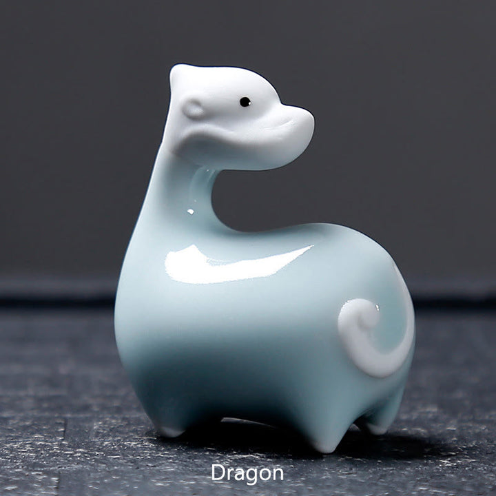 Buddha Stones Zodiaque chinois Thé en céramique pour animaux de compagnie Décoration de la maison - Dragon blanc 6,6*6,8 cm - image 24