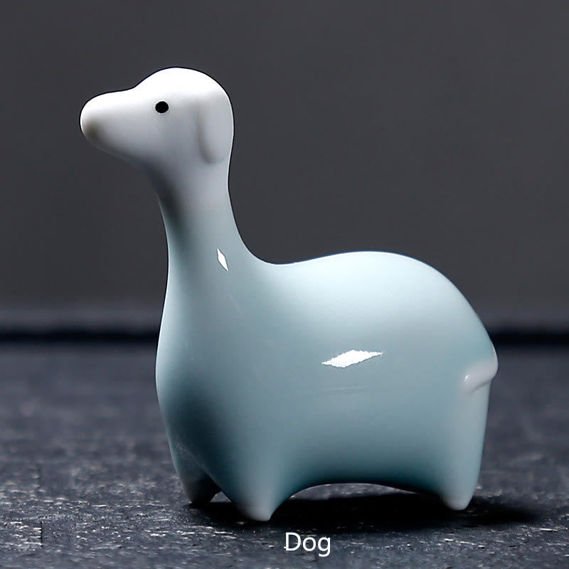 Buddha Stones Zodiaque chinois Thé en céramique pour animaux de compagnie Décoration de la maison - Chien blanc 6,7 x 6,9 cm - image 29