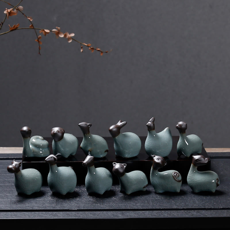 Buddha Stones Zodiaque chinois Thé en céramique pour animaux de compagnie Décoration de la maison