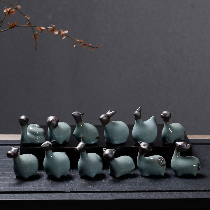 Buddha Stones Zodiaque chinois Thé en céramique pour animaux de compagnie Décoration de la maison