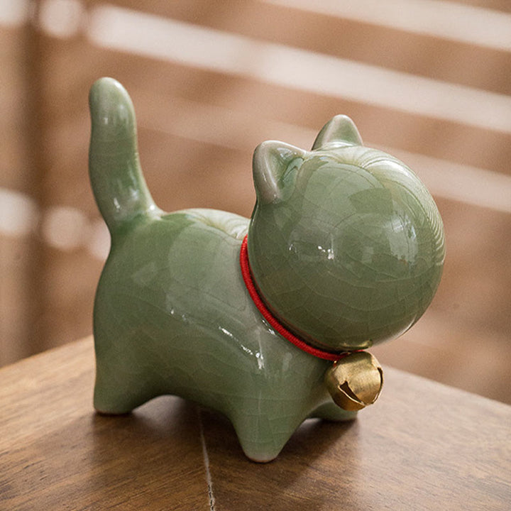 Figurine de bureau en céramique en forme de Buddha Stones porte-bonheur en forme de chat - image 4