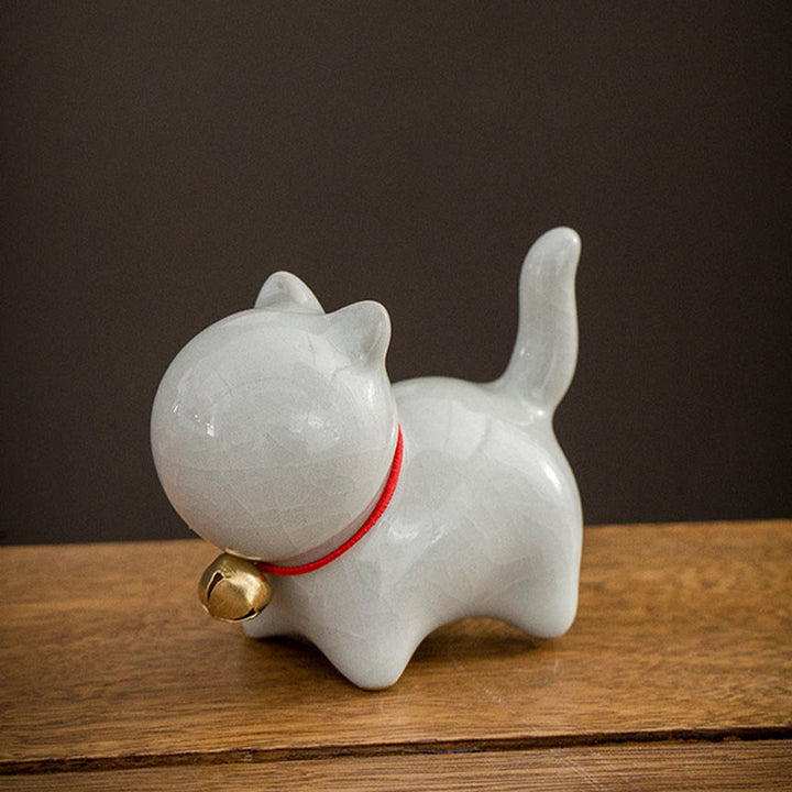 Figurine de bureau en céramique en forme de Buddha Stones porte-bonheur en forme de chat - image 9