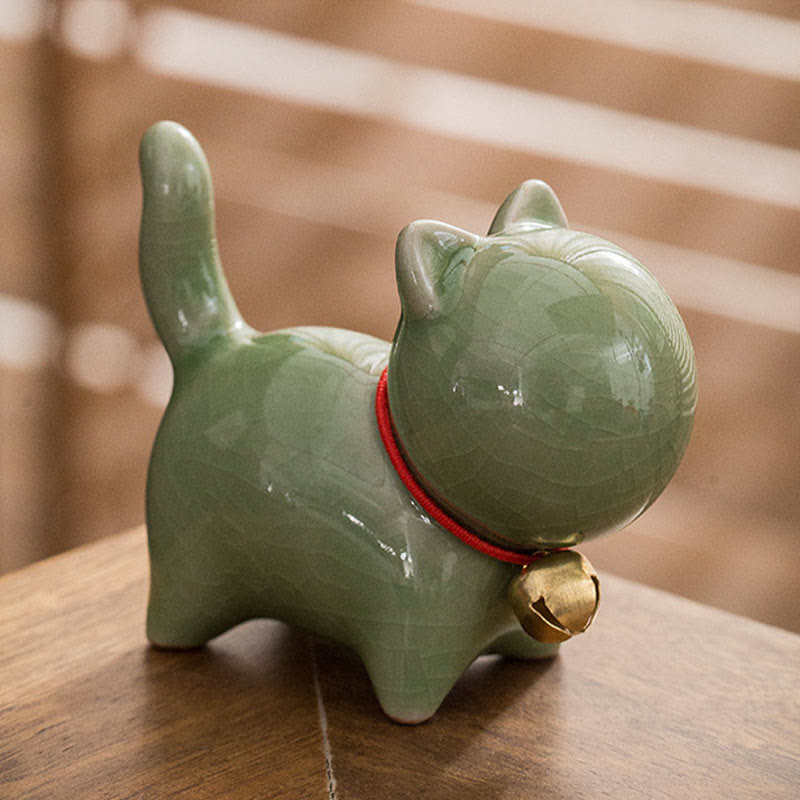 Figurine de bureau en céramique en forme de Buddha Stones porte-bonheur en forme de chat - image 3