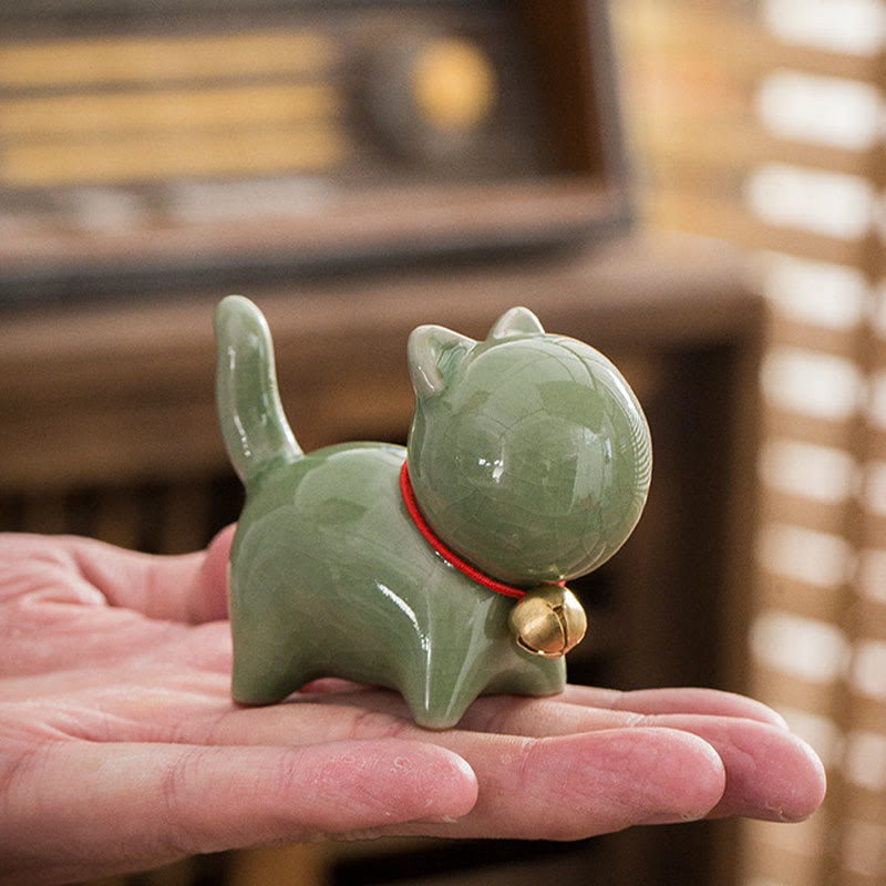 Figurine de bureau en céramique en forme de Buddha Stones porte-bonheur en forme de chat - image 5