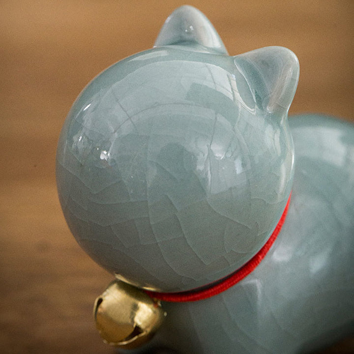 Figurine de bureau en céramique en forme de Buddha Stones porte-bonheur en forme de chat - image 14