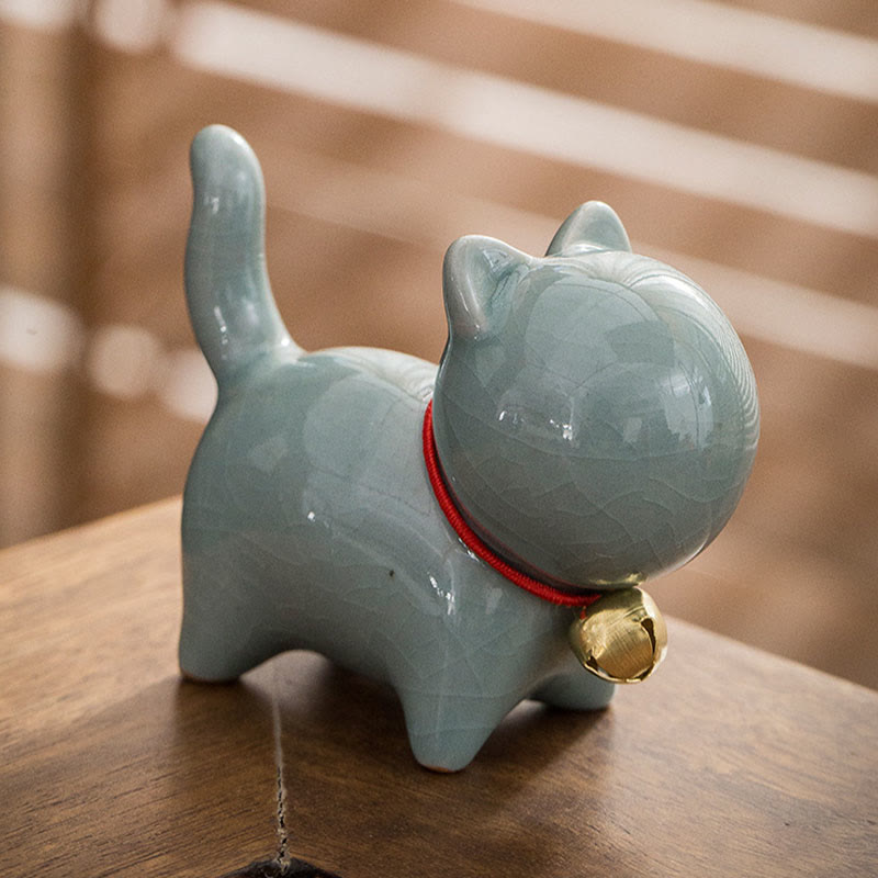 Figurine de bureau en céramique en forme de Buddha Stones porte-bonheur en forme de chat - image 13