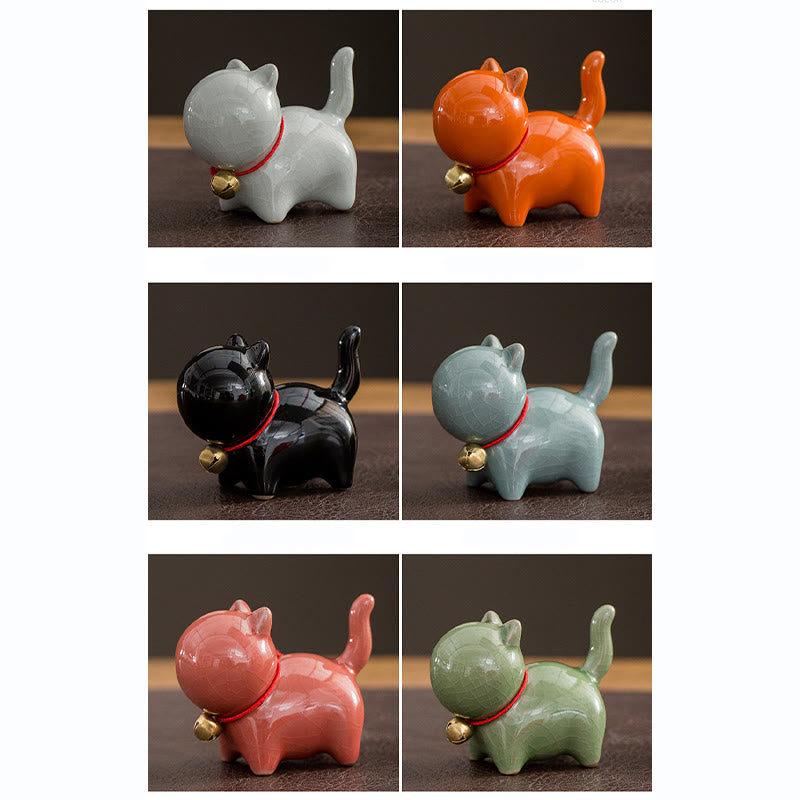 Figurine de bureau en céramique en forme de Buddha Stones porte-bonheur en forme de chat - image 21