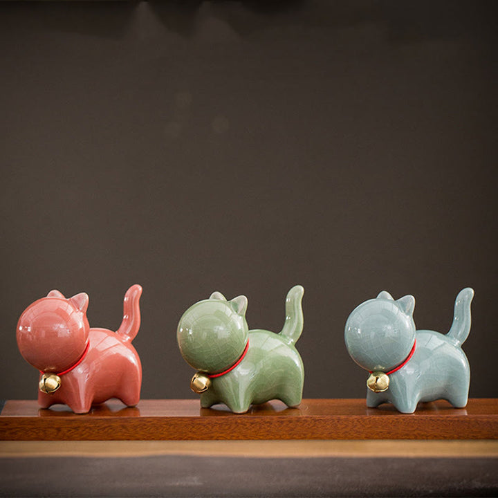 Figurine de bureau en céramique en forme de Buddha Stones porte-bonheur en forme de chat - image 19