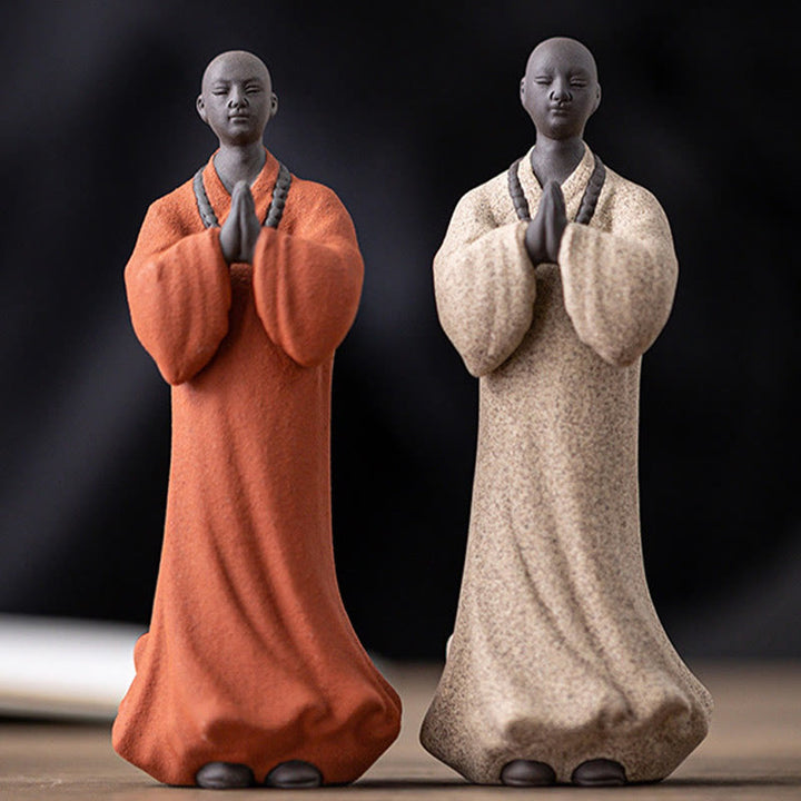 Buddha Stones Méditant Moine Priant Figure Céramique Compassion Sérénité Décoration de la Maison - image 9