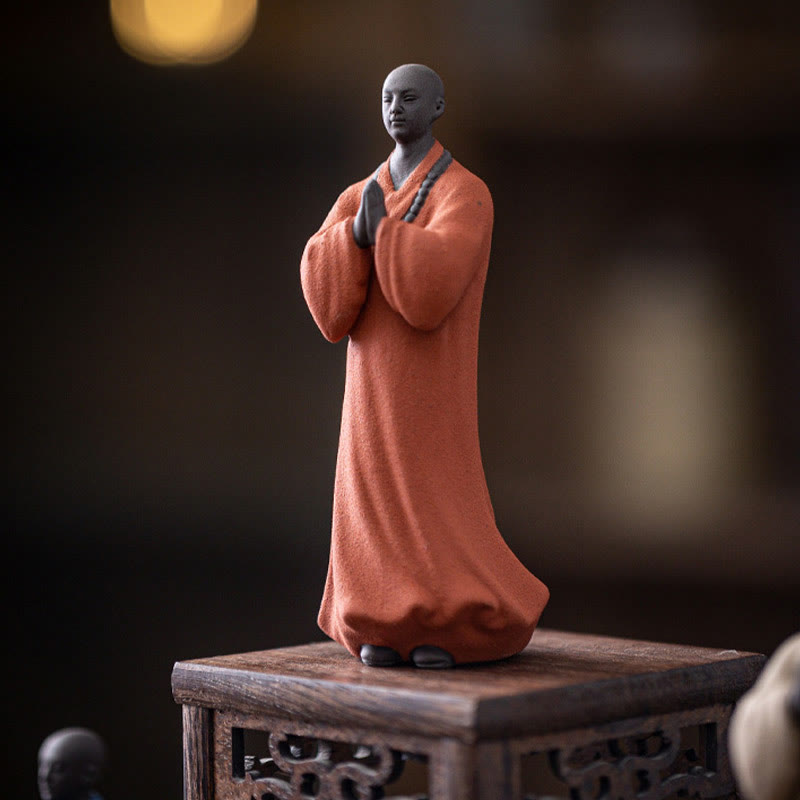 Buddha Stones Méditant Moine Priant Figure Céramique Compassion Sérénité Décoration de la Maison - image 6
