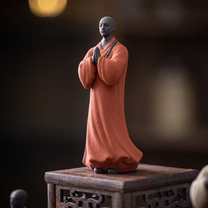 Buddha Stones Méditant Moine Priant Figure Céramique Compassion Sérénité Décoration de la Maison - image 6