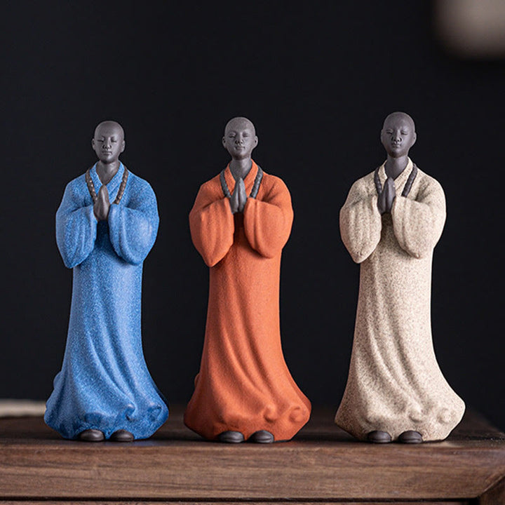 Buddha Stones Méditant Moine Priant Figure Céramique Compassion Sérénité Décoration de la Maison