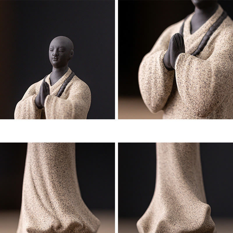 Buddha Stones Méditant Moine Priant Figure Céramique Compassion Sérénité Décoration de la Maison - image 18